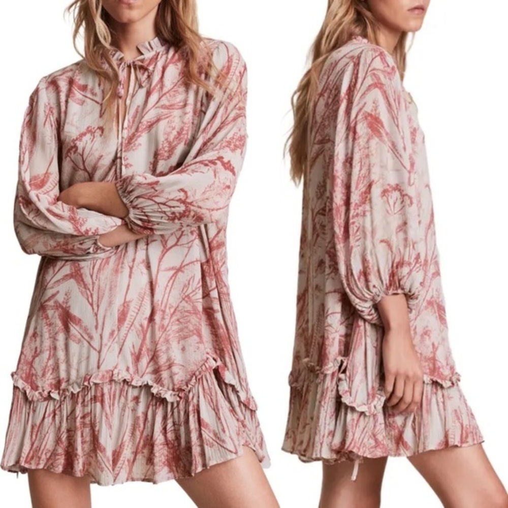 🆕 All Saints Arieta Grasmere Shift Purple & Grey Current Collection NWT Dress